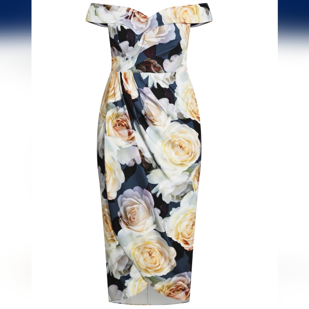 Floral Asymmetrical Dress | Off Shoulder | Blue & Cream | NWT
